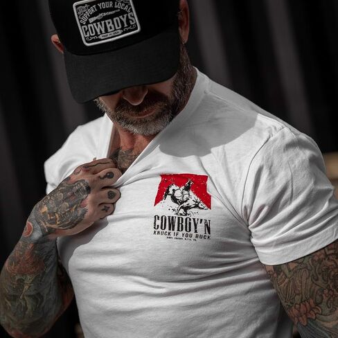 تي شيرت رجالي بأكمام قصيرة برسوم جرافيك من Combat Iron - تي شيرت Cowboy'N Knuck If You Buck in Kuwait