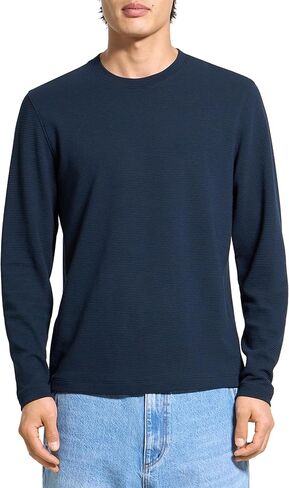 Theory Men's Delroy Tee Long Sleeve in Studio Jacquard in Saudi Arabia