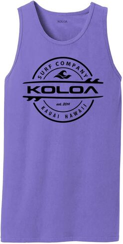Joe's USA Koloa Thruster Surfboard Logo Pigment-Dyed Tank Tops in Sizes S-4XL in Saudi Arabia