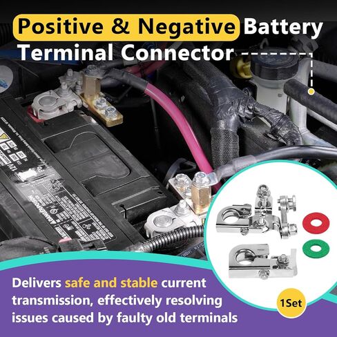 موصل طرفي للبطارية إيجابي وسالب متوافق مع Ford Edge 2011-2014، Ford F-150 2011-2017، Lincoln MKX 2011-2015، مشابك طرفية البطارية تحل محل BT4Z14450AA AL3Z14300A 926-879 926-882 in Kuwait