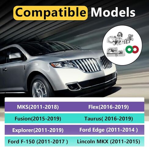 موصل طرفي للبطارية إيجابي وسالب متوافق مع Ford Edge 2011-2014، Ford F-150 2011-2017، Lincoln MKX 2011-2015، مشابك طرفية البطارية تحل محل BT4Z14450AA AL3Z14300A 926-879 926-882 in Kuwait