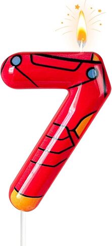 Red Gold Tech Armor Number Candles - Mechanical Hero Style Birthday Candles for Cake Toppers Birthday Party Decorations, Celebrations & Gifts (Red Gold, 7) in Saudi Arabia
