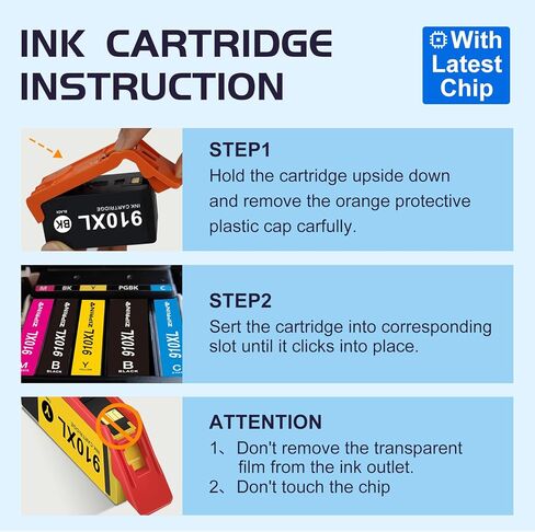 ZIPRINT 910XL Ink Cartridges Replacement for HP 910 910XL Ink Cartridges Combo Pack Compatible with HP OfficeJet 8015e 8025e 8028e 8010 8025 8020 8020e 8035 8028 8015 8022 in Kuwait