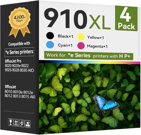 910XL Ink Replacement for HP 910XL Ink Cartridges Combo Pack High-Yield Compatible with HP OfficeJet Pro 8020 8010 8035 8028 8025e 8015e 8035e Series Printer (4-Pack-Black XL and Color XL) in Saudi Arabia