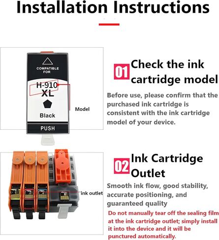 910XL Ink Replacement for HP 910XL Ink Cartridges Combo Pack High-Yield Compatible with HP OfficeJet Pro 8020 8010 8035 8028 8025e 8015e 8035e Series Printer (4-Pack-Black XL and Color XL) in Saudi Arabia