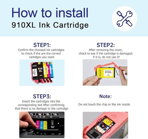 910XL Ink Replacement for HP 910XL Ink Cartridges Combo Pack High-Yield Compatible with HP OfficeJet Pro 8020 8010 8035 8028 8025e 8015e 8035e Series Printer (4-Pack-Black XL and Color XL) in Saudi Arabia