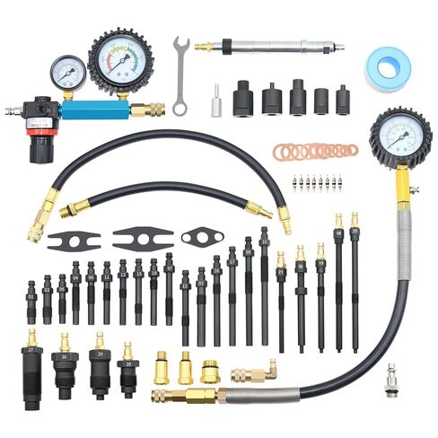 46PCS Compression and Leakage Test Kit Petrol & Diesel Dual Gauge Engine Compression Tester for HDI, TDCi, Pumpe Duse Engine, Automotive Cylinder Leak Down Tester with Dual-Scale Diesel Pressure Gauge in Saudi Arabia