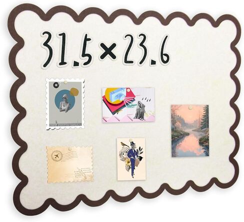 Scalloped Felt Bulletin Board, Self-Adhesive Cork Board Alternative, 31x24 Inches Foldable Bulletin Boards for Wall, Decorative Pin Board Vision Board for Home Office School (Beige-F,6080) in Kuwait