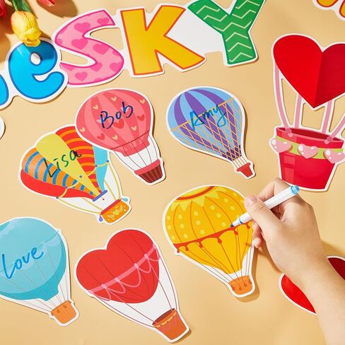 Hot Air Balloon Bulletin Board Set for Classroom Decoration 3D Colorful Heart Cloud Cutouts for Back to School Office Home Wall Door Decor The Sky is The Limit Theme Chalkboard Supplies in Saudi Arabia