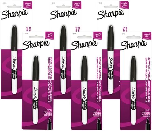 Sharpie Rub-A-Dub Laundry Marker, Fine Point, Black, 6 Count in Saudi Arabia