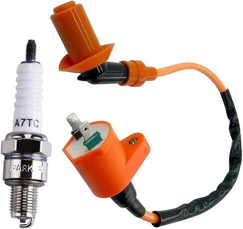 2 PCS High Performance Racing Ignition Coil, GY6 Ignition Coil with Electrode Spark Plug, Moped Parts Fits 50cc 150cc 125cc 4 Stroke Engine, for ATVs Scooters Karts Scooters (Orange) in Kuwait