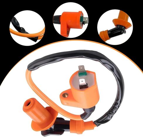 2 PCS High Performance Racing Ignition Coil, GY6 Ignition Coil with Electrode Spark Plug, Moped Parts Fits 50cc 150cc 125cc 4 Stroke Engine, for ATVs Scooters Karts Scooters (Orange) in Kuwait