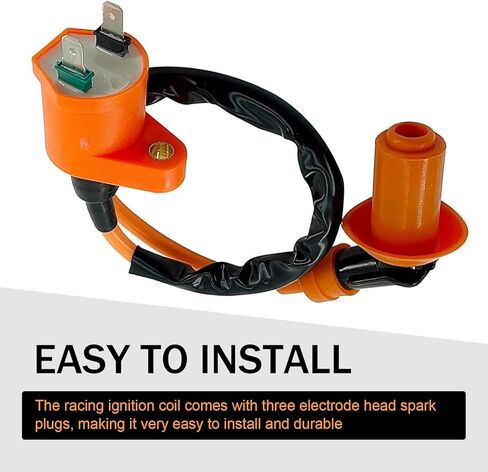 2 PCS High Performance Racing Ignition Coil, GY6 Ignition Coil with Electrode Spark Plug, Moped Parts Fits 50cc 150cc 125cc 4 Stroke Engine, for ATVs Scooters Karts Scooters (Orange) in Kuwait