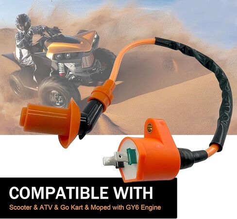 2 PCS High Performance Racing Ignition Coil, GY6 Ignition Coil with Electrode Spark Plug, Moped Parts Fits 50cc 150cc 125cc 4 Stroke Engine, for ATVs Scooters Karts Scooters (Orange) in Kuwait