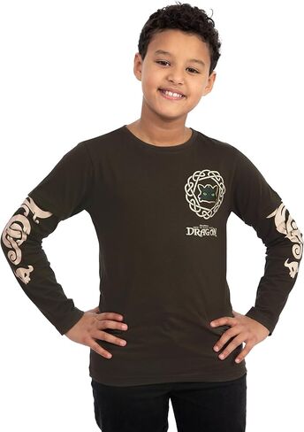 قميص التنين الخاص بك، قميص للأولاد بلا أسنان، قميص قطني طويل الأكمام للأطفال، تي شيرت التنين in Kuwait
