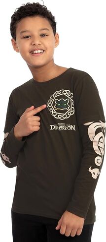 قميص التنين الخاص بك، قميص للأولاد بلا أسنان، قميص قطني طويل الأكمام للأطفال، تي شيرت التنين in Kuwait