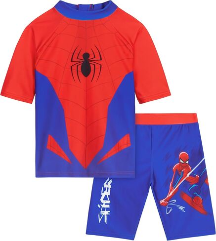 Hot Wheels | Spider-Man | Minions Boys Rash Guard & Swim Trunks Two Piece Set, Stretchable Swimsuit, Boys Swim Set in Kuwait