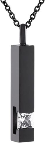 Crystal Bar Memorial Urn Necklace Ashes Holder Keepsake Cremation Jewelry Pendant Stainless Steel Funeral Jewelry in Kuwait