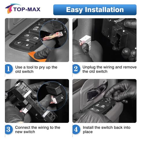 TOP-MAX مفتاح طاقة رئيسي للنافذة جانب السائق 3+9 دبوس لـ 2013-2015 Ram 1500 2500 2015 Ram 3500 2012-2015 Dodge Grand Caravan 2012-2015 Chrysler Town & Country يستبدل # 68110867AA 68110867AB in Saudi Arabia