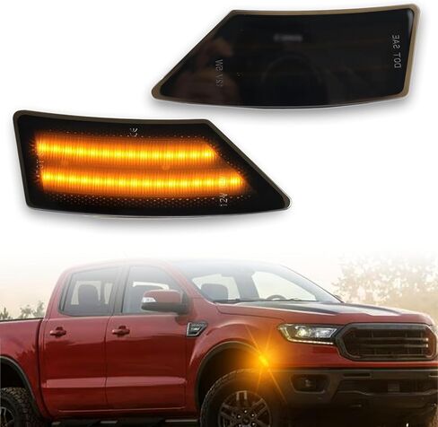 LED Front Fender LED Side Marker Lights Kit for Ford Ranger Lariat XL XLT 2019 2020 2021 2022 2023,Smoked Lens Side Bumper Marker Lamps,2pcs (Yellow) in Kuwait