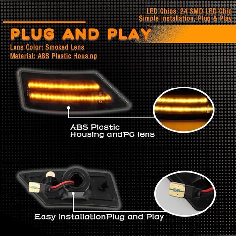 LED Front Fender LED Side Marker Lights Kit for Ford Ranger Lariat XL XLT 2019 2020 2021 2022 2023,Smoked Lens Side Bumper Marker Lamps,2pcs (Yellow) in Kuwait