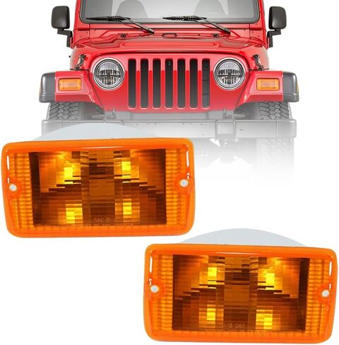 Turn Signal Light For 2001 2002 2003 2004 2005 2006 Jeep Wrangler - Fits Driver Side and Passenger Side of Jeep TJ Wrangler - Side Marker Parking Lights Include Lens and Housing in Saudi Arabia