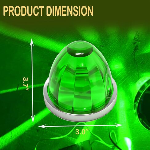 2PCS LED Star Watermelon Marker Lights ，LED Watermelon Light Side Markering Lamp Indicator, Outline Water Melon Side Marker for Kenworth, Peterbilt, Freightliner Trucks (Green) in Saudi Arabia