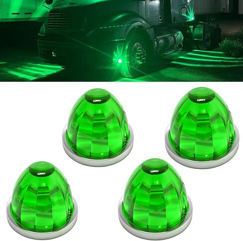 2PCS LED Star Watermelon Marker Lights ，LED Watermelon Light Side Markering Lamp Indicator, Outline Water Melon Side Marker for Kenworth, Peterbilt, Freightliner Trucks (Green) in Saudi Arabia