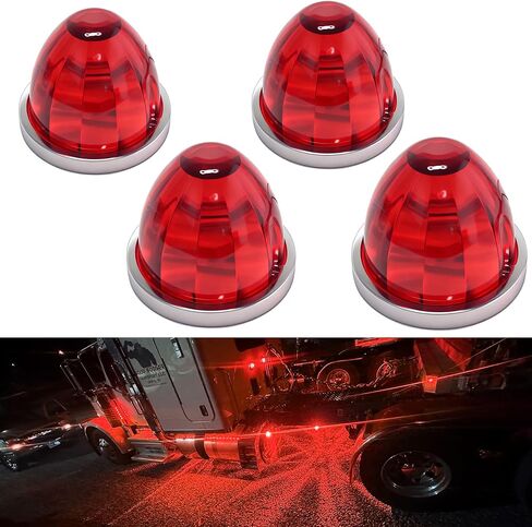 2PCS LED Star Watermelon Marker Lights ，LED Watermelon Light Side Markering Lamp Indicator, Outline Water Melon Side Marker for Kenworth, Peterbilt, Freightliner Trucks (Green) in Saudi Arabia