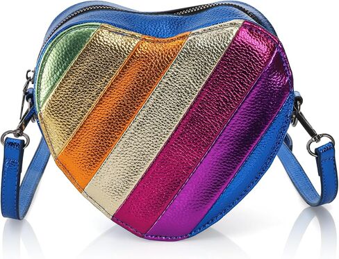 Heart Crossbody Bag, Rainbow Patchwork Shoulder Bag with Adjustable Strap, Aesthetic Heart Shaped Purse Wallet for Women, Cute Valentines Day Birthday Christmas Gift in Saudi Arabia