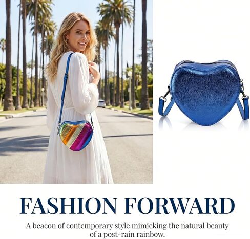 Heart Crossbody Bag, Rainbow Patchwork Shoulder Bag with Adjustable Strap, Aesthetic Heart Shaped Purse Wallet for Women, Cute Valentines Day Birthday Christmas Gift in Saudi Arabia