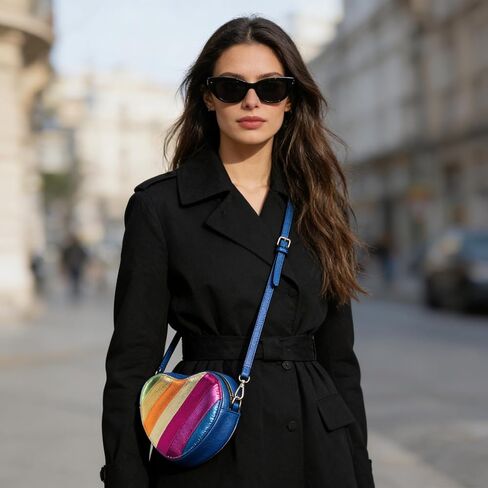 Heart Crossbody Bag, Rainbow Patchwork Shoulder Bag with Adjustable Strap, Aesthetic Heart Shaped Purse Wallet for Women, Cute Valentines Day Birthday Christmas Gift in Saudi Arabia