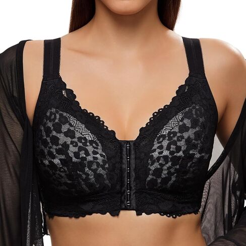 Lace Minimizer Wireless Bralette Bra Soft Comfy Front Close,Full Coverage T-Shirt Bras Thin Padded No Underwire in Saudi Arabia