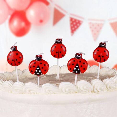 Ladybug Birthday Candles for Cakes & Cupcakes – 5-Pack Cute Paraffin Wax Party Candles – Fun Cake Topper Decorations for Kids’ Birthdays, Garden Parties & Baby Showers in Saudi Arabia
