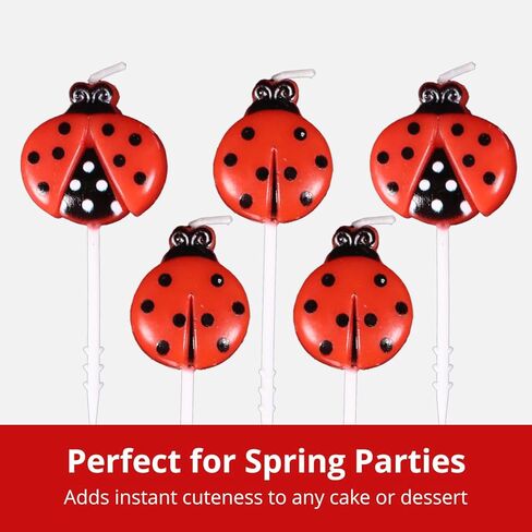 Ladybug Birthday Candles for Cakes & Cupcakes – 5-Pack Cute Paraffin Wax Party Candles – Fun Cake Topper Decorations for Kids’ Birthdays, Garden Parties & Baby Showers in Saudi Arabia