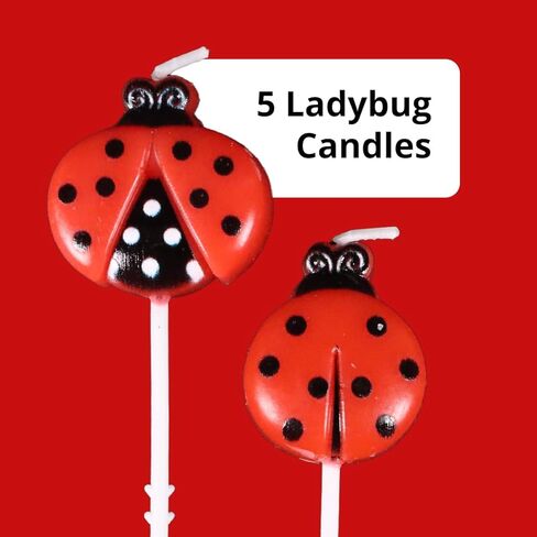 Ladybug Birthday Candles for Cakes & Cupcakes – 5-Pack Cute Paraffin Wax Party Candles – Fun Cake Topper Decorations for Kids’ Birthdays, Garden Parties & Baby Showers in Saudi Arabia