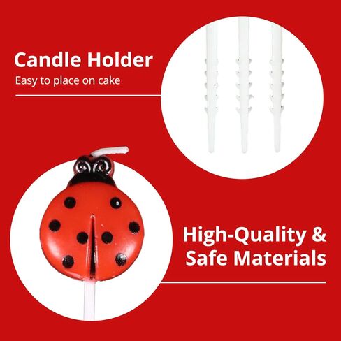 Ladybug Birthday Candles for Cakes & Cupcakes – 5-Pack Cute Paraffin Wax Party Candles – Fun Cake Topper Decorations for Kids’ Birthdays, Garden Parties & Baby Showers in Saudi Arabia