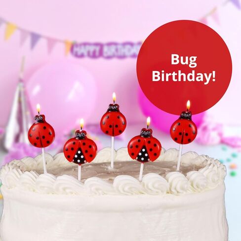 Ladybug Birthday Candles for Cakes & Cupcakes – 5-Pack Cute Paraffin Wax Party Candles – Fun Cake Topper Decorations for Kids’ Birthdays, Garden Parties & Baby Showers in Saudi Arabia