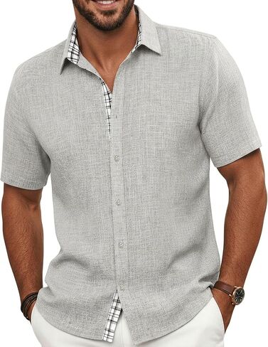 قمصان رجالية بأكمام قصيرة وأزرار سفلية لحفلات الزفاف الصيفية على الشاطئ in Kuwait