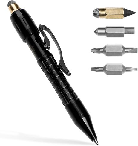 Tacray MP1 Titanium Multitool Pen – Mini EDC Pocket Pen with Replaceable Tool Heads, Box cutter, Tungsten Tip, Screwdrivers, Pencil & Stylus for Everyday Carry (Grey) in Kuwait