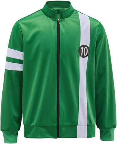 Ben Cosplay Costume Green Jacket Men Zipper Coat Halloween Outwear in Saudi Arabia