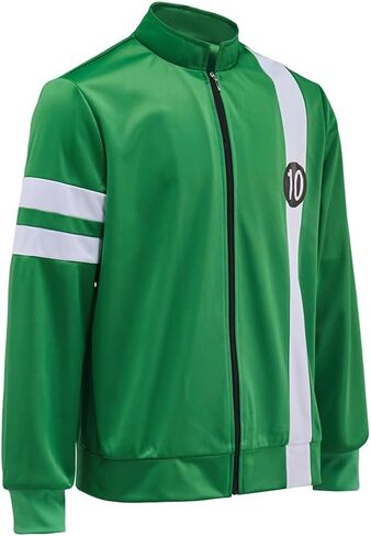 Ben Cosplay Costume Green Jacket Men Zipper Coat Halloween Outwear in Saudi Arabia
