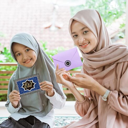 Seajan 24 Sets Eid Mubarak Greeting Cards with Envelopes and Stickers Eid al-Fitr Cards Assorted Ramadan Note for Islamic Muslim Decoration Ramadan Decoration Supplies 6 x 8 Inch in Saudi Arabia