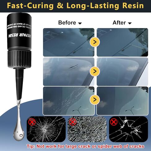 مجموعة إصلاح الزجاج الأمامي، راتنج وحقنة ضغط مطورة سريعة المعالجة، إصلاح زجاج السيارات سريع الإصلاح للرقائق والشقوق والأضرار التي تسببها النجوم والثور، إصلاح الزجاج الأمامي للسيارة طويل الأمد in Kuwait