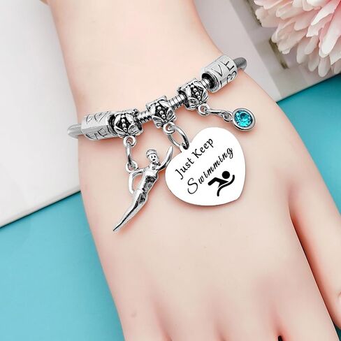 Mxrymvu Swimming Gift for Women Bracelet Swim Lover Gifts Inspirational Jewelry for Swimmer Bracelet Swimming Team Gifts Swimmer Jewelry for Teacher Coach Christmas Birthday Graduation Present in Saudi Arabia