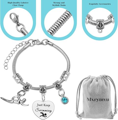 Mxrymvu Swimming Gift for Women Bracelet Swim Lover Gifts Inspirational Jewelry for Swimmer Bracelet Swimming Team Gifts Swimmer Jewelry for Teacher Coach Christmas Birthday Graduation Present in Saudi Arabia