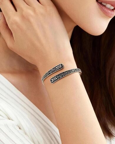Vinatage 14K Gold Plated Cuff Bracelet - Boho Adjustable Cuff with Floral Pattern, Stackable Bracelet Bangle for Women in Saudi Arabia