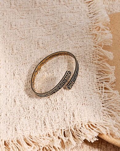 Vinatage 14K Gold Plated Cuff Bracelet - Boho Adjustable Cuff with Floral Pattern, Stackable Bracelet Bangle for Women in Saudi Arabia