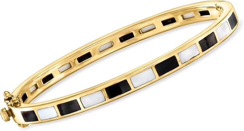 Ross-Simons Onyx and Opal Bangle Bracelet in 18kt Gold Over Sterling in Saudi Arabia