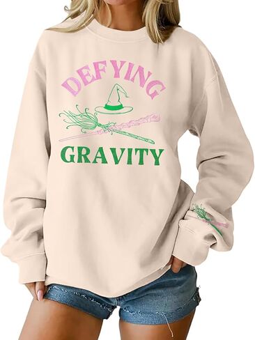JINTING Musical Sweatshirt for Women - Defying Gravity Pink Green Musical Movie Fall Crew Neck Long Sleeve Pullover in Saudi Arabia